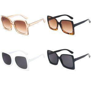 NWOT Sunglasses Oversized Big Frame Square Wave Retro Large Sunglasses